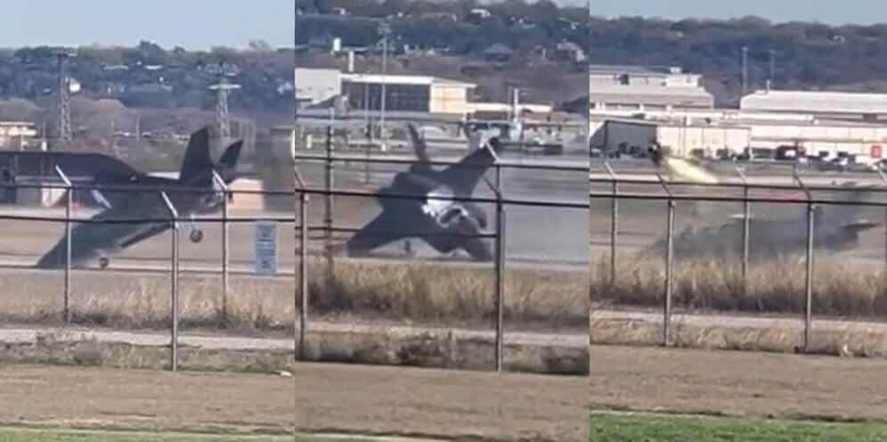 Imagens mostram o momento em que o F-35 cai durante um voo de testes nos Estados Unidos. Acidente F-35B