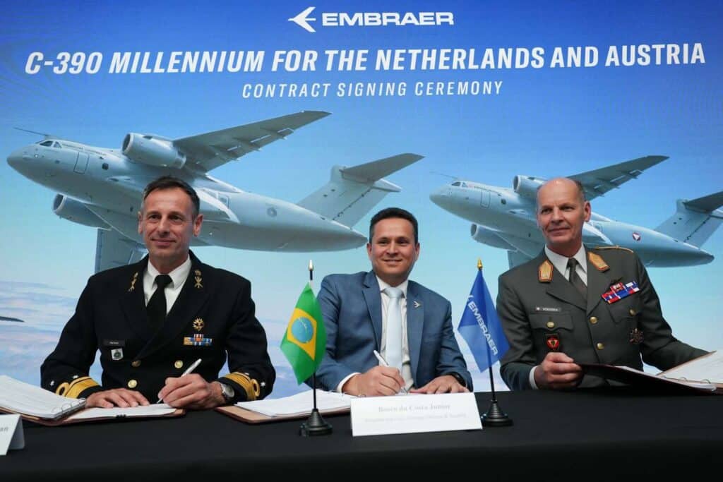 Holanda e Áustria firmam contrato com a Embraer para aquisição de nove aeronaves multimissão C-390